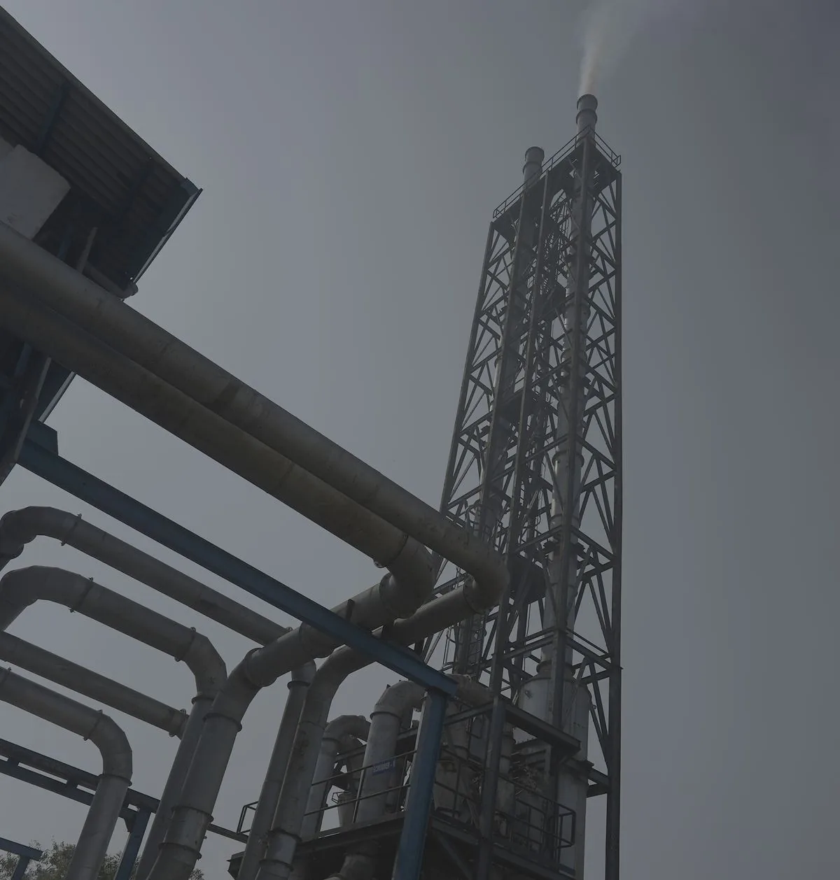 Wet scrubber and stack on the furnace exhaust