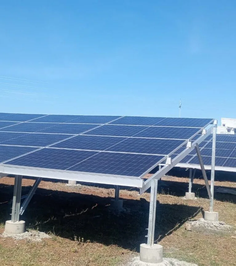 Rows of solar panels at the Sunalco solar farm