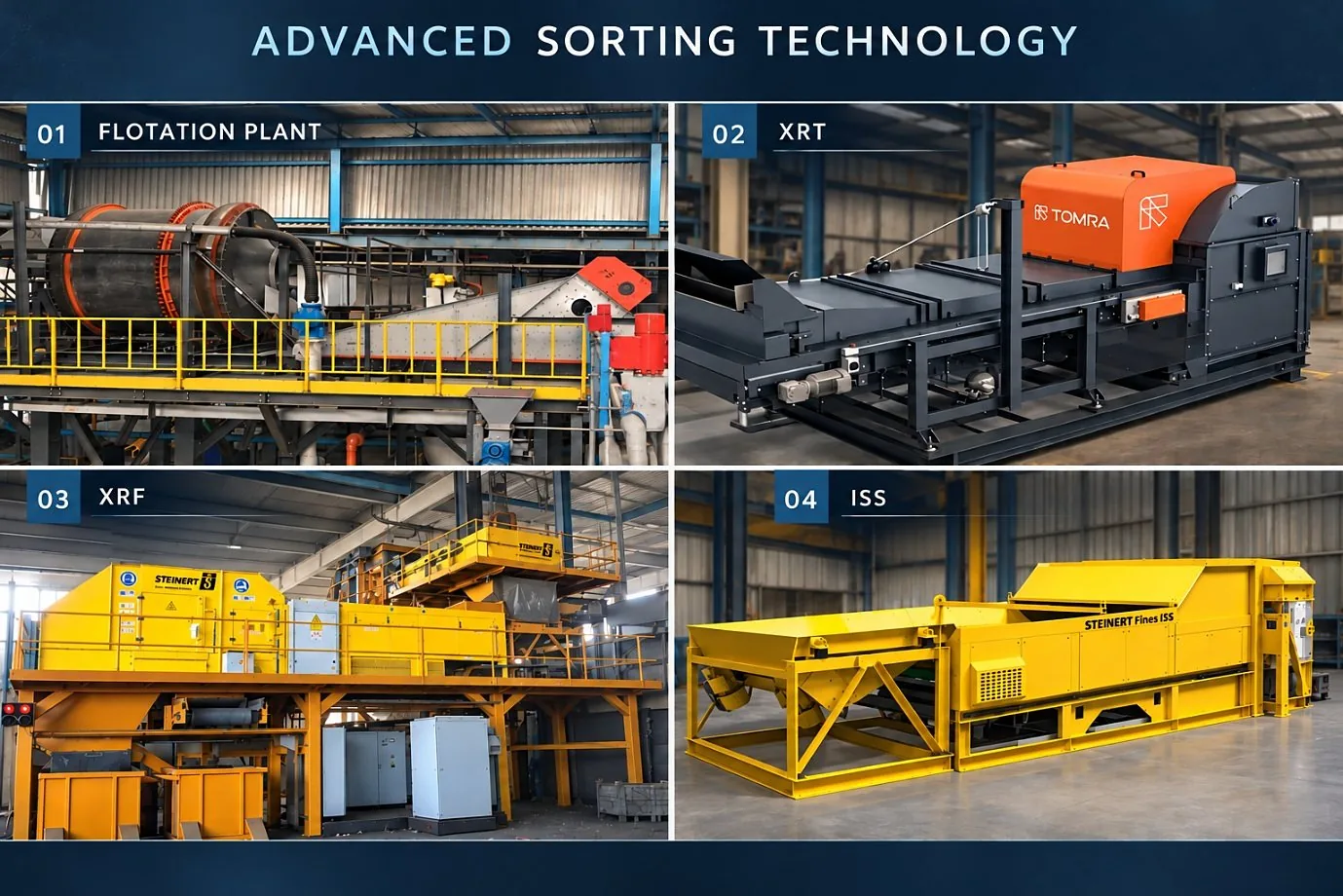 Flotation plant, XRT, XRF and ISS sorting lines