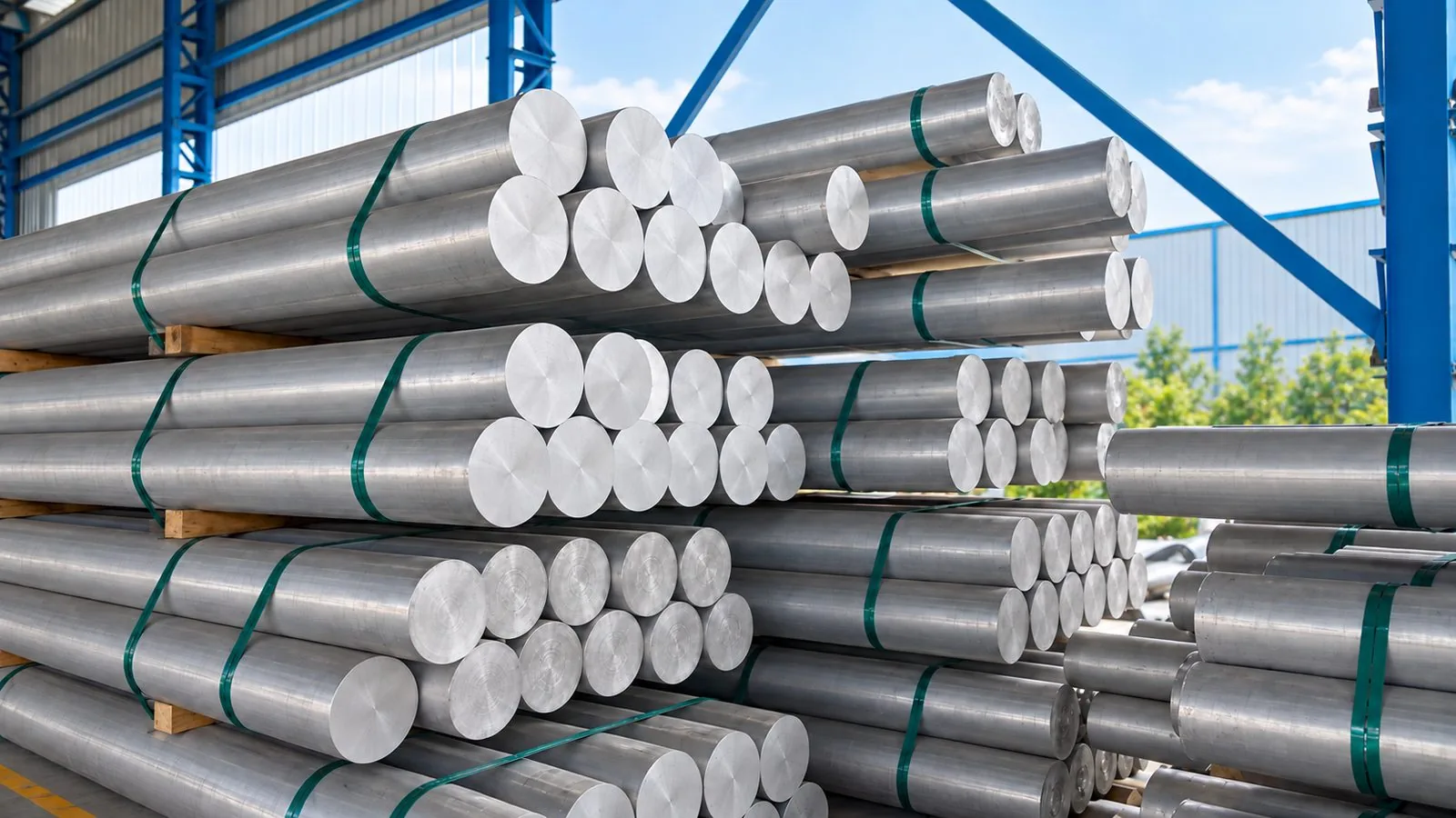 Cast billet logs, each end marked with alloy and length